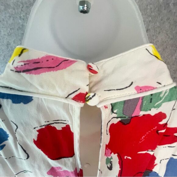 RIXO Red and Yellow Mock Neck Sundress with Puff Sleeves Y2k sz. 4 - Picture 11 of 16